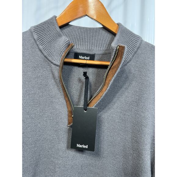 Marled Men’s Large NWT Grey Sweater 1/4 Zip W/crewed Collar. - Picture 3 of 4
